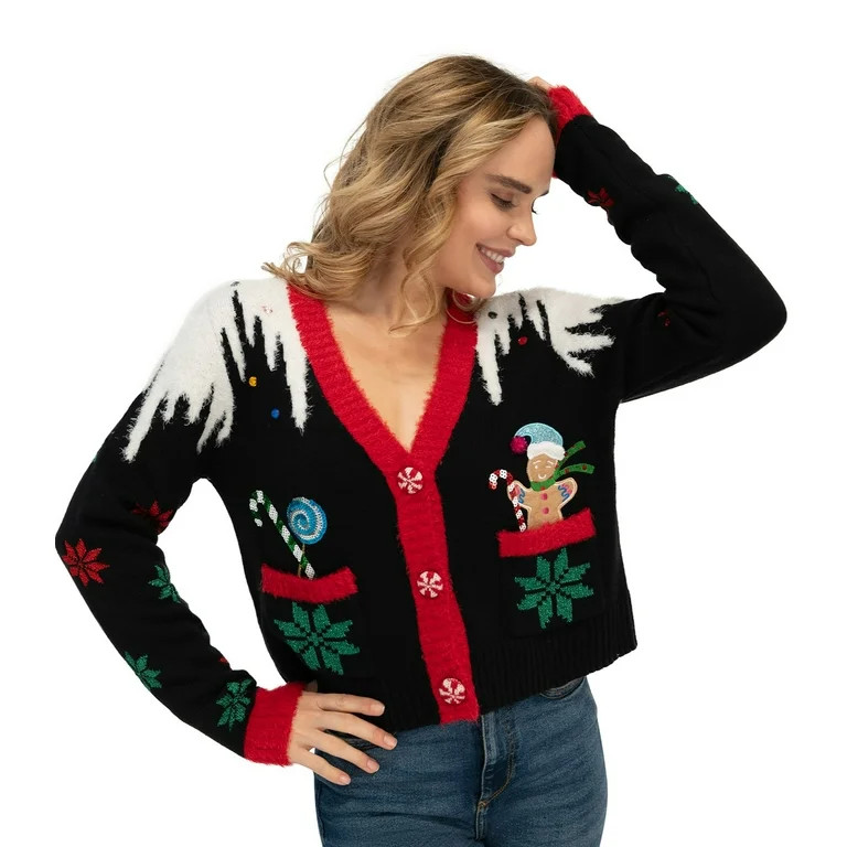 Jollidays Women's Sweet Gingerbread Ugly Christmas Cardigan | Walmart (US)