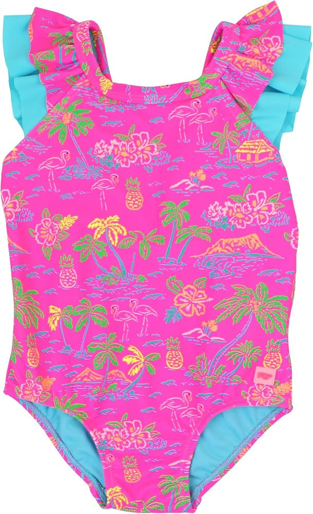 RuffleButts Girls UPF50+ Sun Protection Ruffle V-Back One Piece Swimsuit | Amazon (US)
