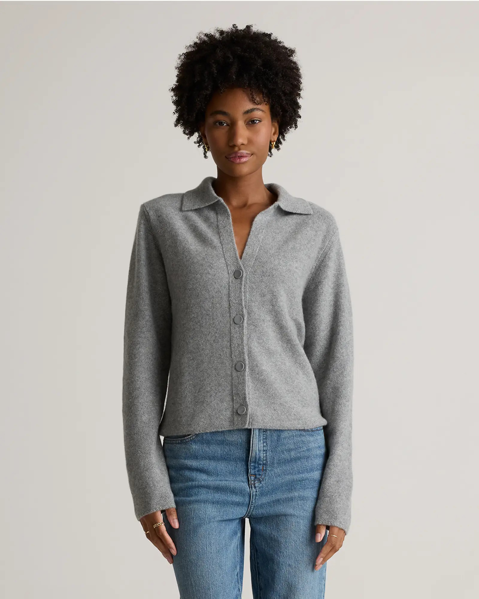 Mongolian Cashmere Collared Cardigan | Quince