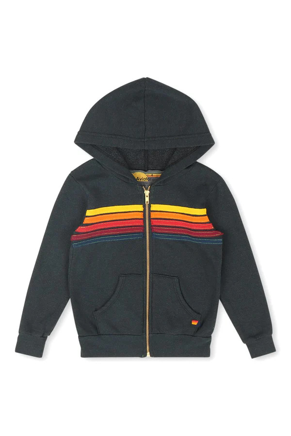 KID'S 5 STRIPE HOODIE - CHARCOAL | Aviator Nation