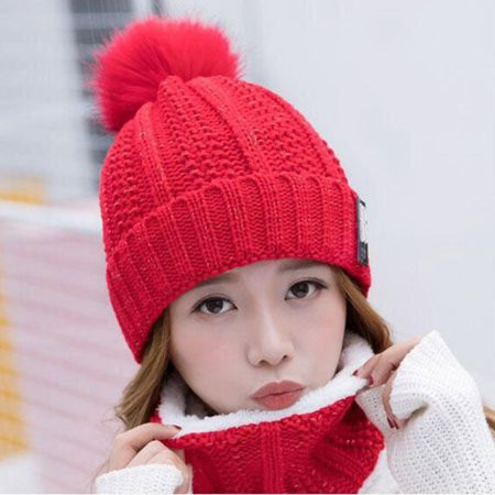 KaLI_store Wide Brim Hats For Women Winter Hats for Women Fleece Lined Beanie Cable Knit Chunky Bean | Walmart (US)