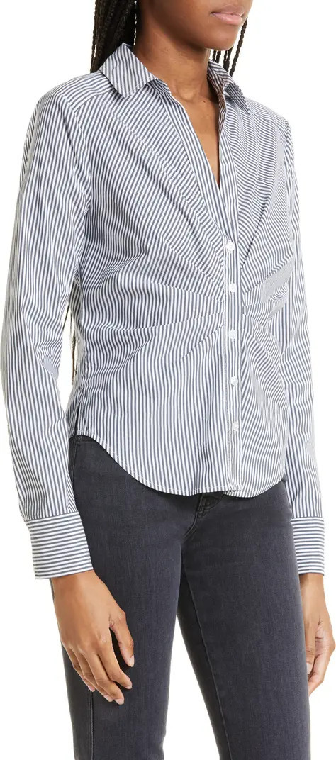 Veronica Beard Unity Stripe Stretch Cotton Blend Button-Up Shirt | Nordstrom | Nordstrom
