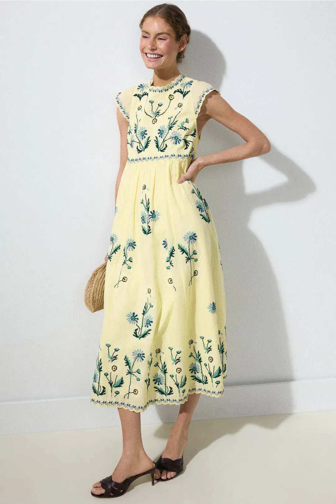 Audra Embroidery Midi Dress | Rent the Runway