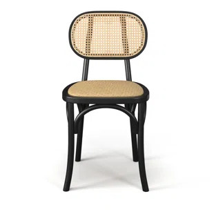 Lin Set Of 2 Solid Wood And Natural Cane Chairs | Wayfair North America