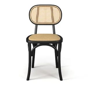Lin Set Of 2 Solid Wood And Natural Cane Chairs | Wayfair North America