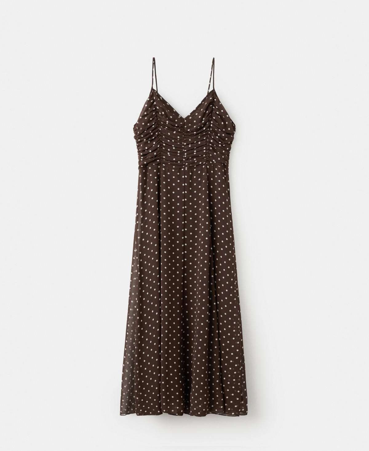 Mango Women's Gathered Neckline Polka Dot Dress - Chocolate | Macy's