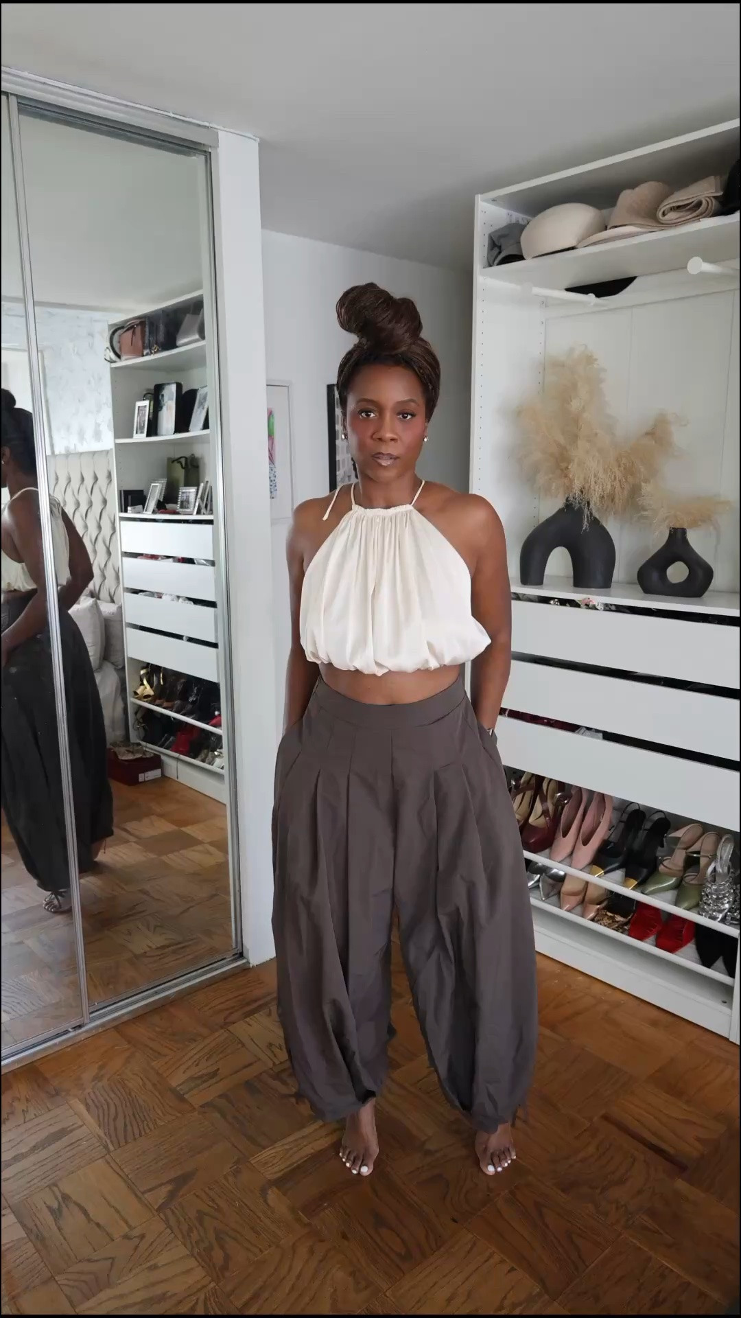 Day party outfit done right — balloon top and balloon pants from Zara styled with Gucci sandals. The full balloon moment is giving everything. All pieces linked! 🧡

#LTKootd
