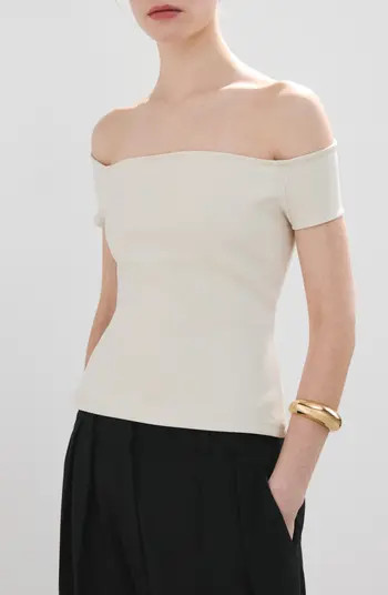 MANGO Off the Shoulder Fitted Top | Nordstrom | Nordstrom