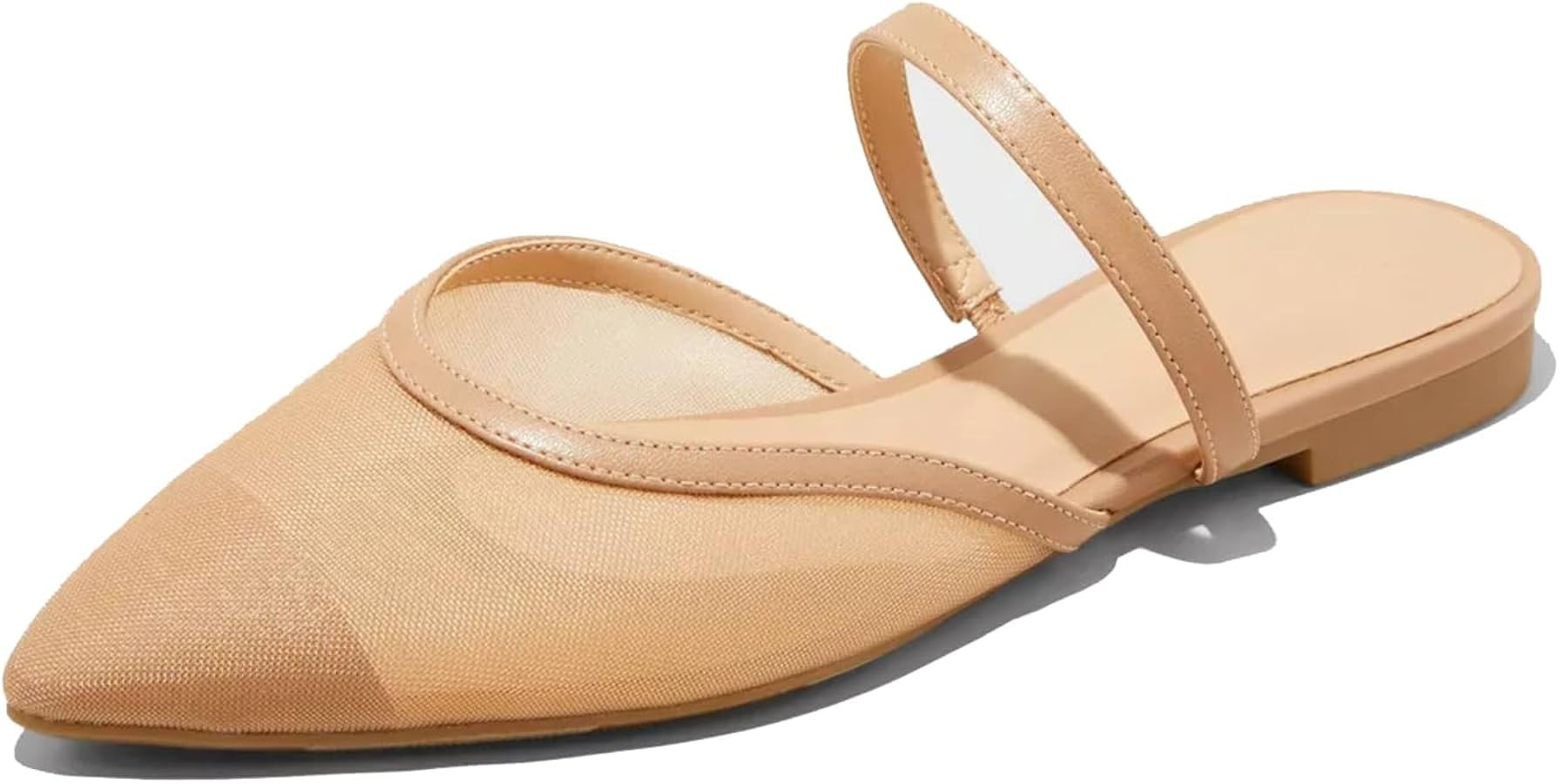 Mesh Mules for Women Comfy Raffia Woven Strap Closed Pointed Toe Mule Flats Casual Slip on Dress ... | Amazon (US)