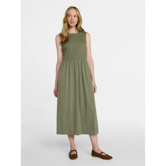 Time and Tru Women's Sleeveless Smocked Knit Dress, Sizes XS-XXXL | Walmart (US)