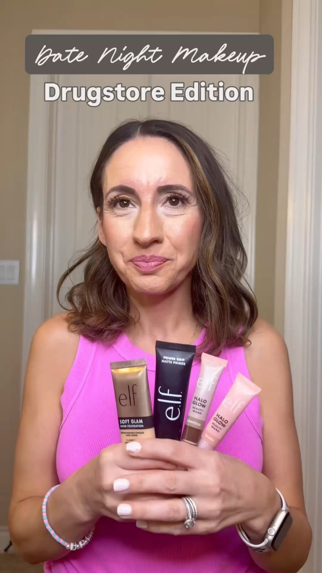 Hi! Here’s an easy date night look that uses affordable makeup you can pick up from Target or Walmart. 
Elf Primer
Elf Satin Foundation 
Glow Stick in Rosé
Glow Stick medium 
Makeup Revolution eyeshadow palette 
Elf blush 
L’Oréal primer spray love this!
L’Oréal power (love this!)


#LTKmorningroutine #LTKgrwm #LTKBeauty