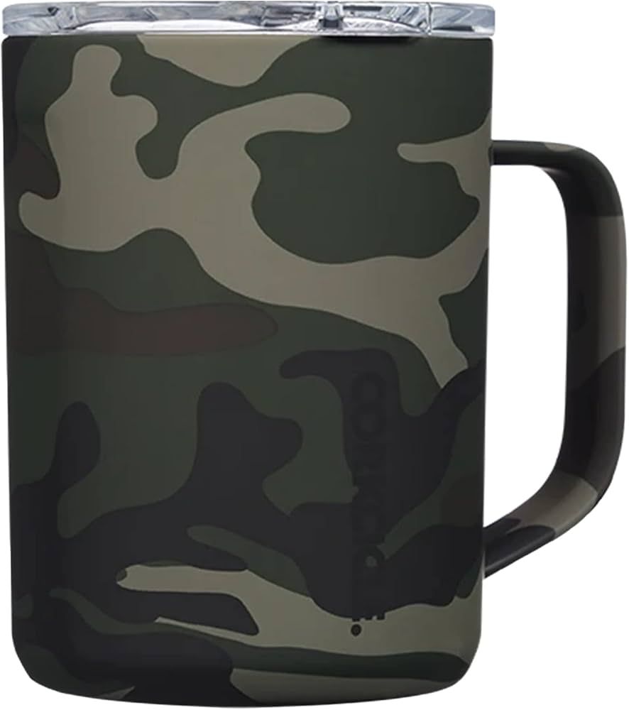 Corkcicle Triple Insulated Coffee Mug with Lid and Handle, Woodland Camo, 16 oz – Stainless Ste... | Amazon (US)