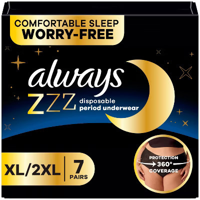 Always ZZZ Disposable Period Underwear - XL/XXL - 7ct | Target