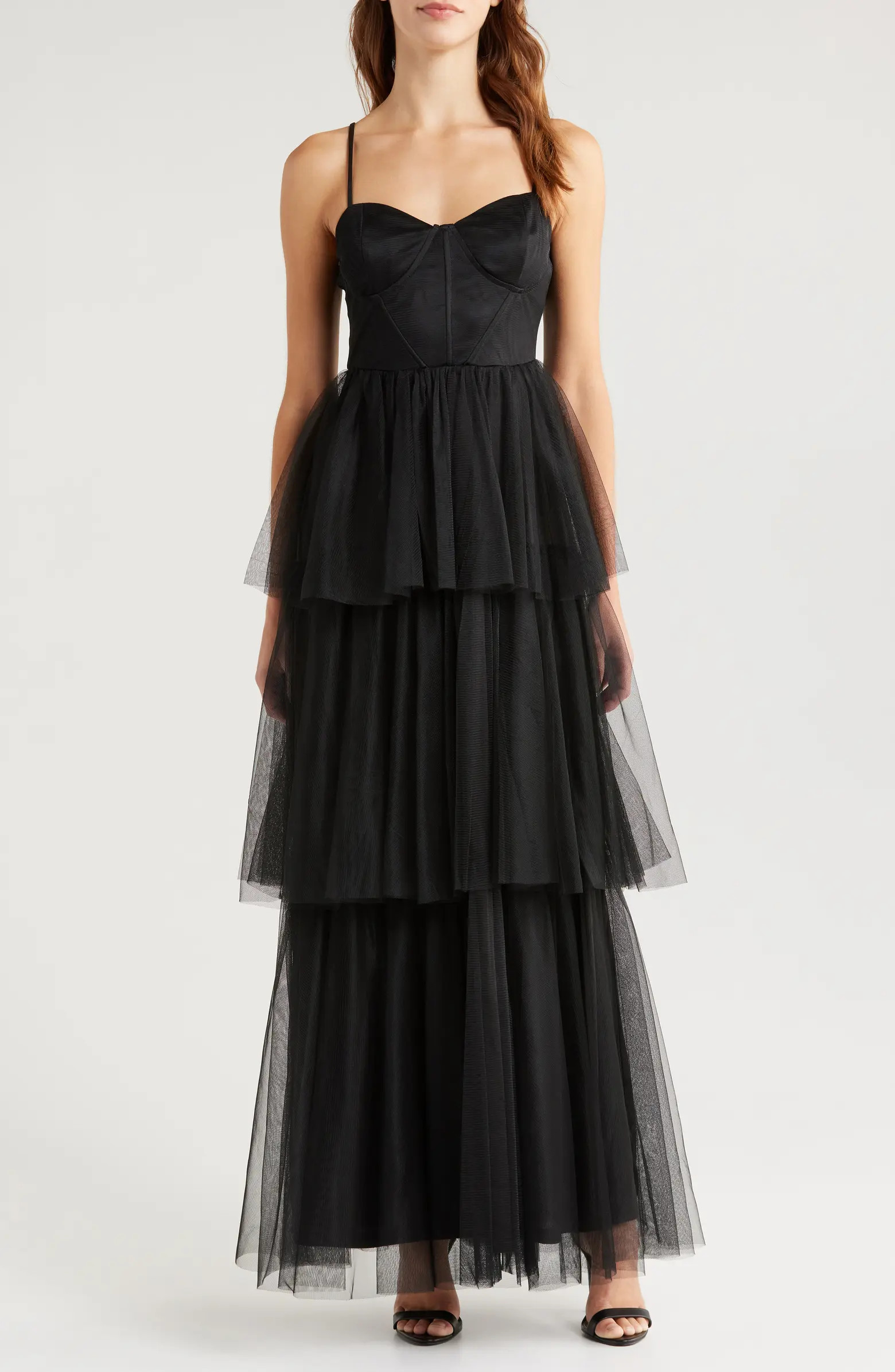 Bustier Tiered Tulle Gown | Nordstrom