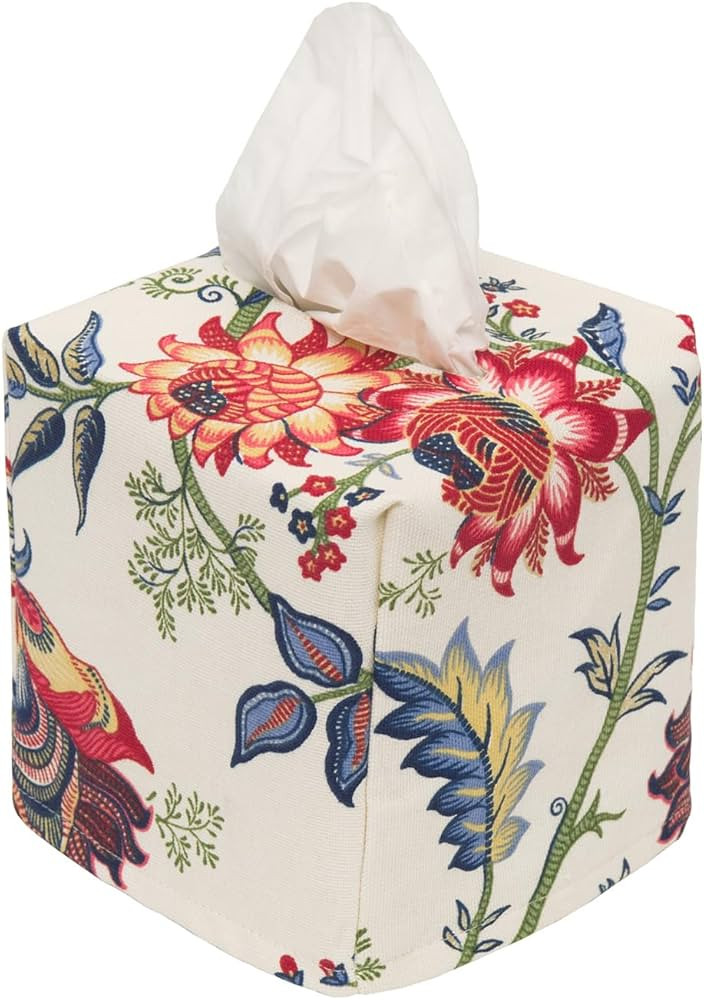 Fabric Tissue Box Cover, Tissue Holder Slipcover Slips Over Square Cube Cardboard Facial Tissue B... | Amazon (US)