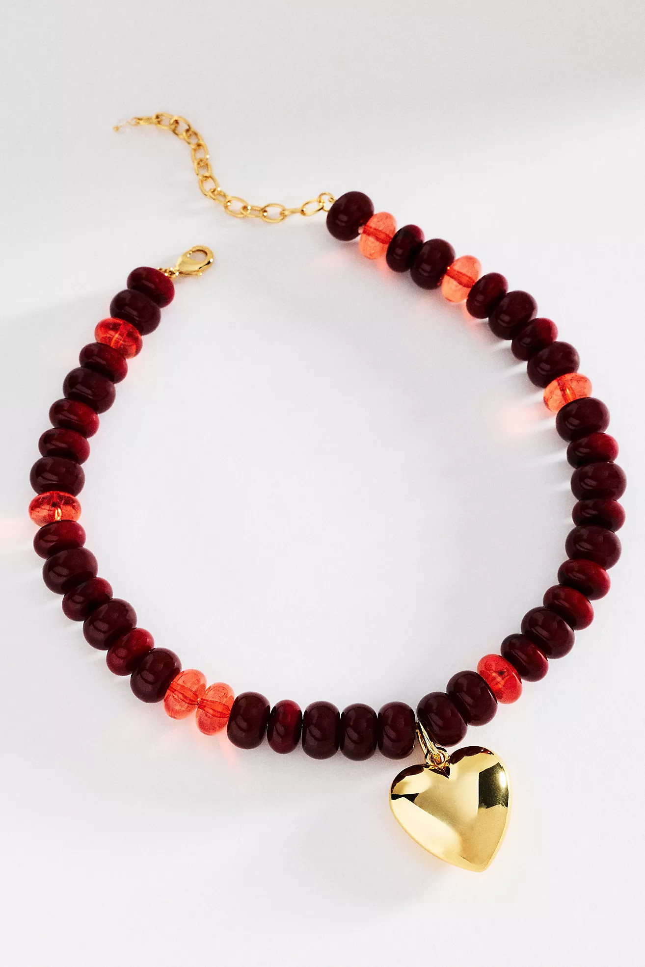 Beaded Chunky Stone Heart Necklace | Anthropologie (US)