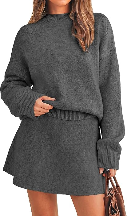 PRETTYGARDEN 2 Piece Sets For Women Sweater Mini Skirt Set | Amazon (US)