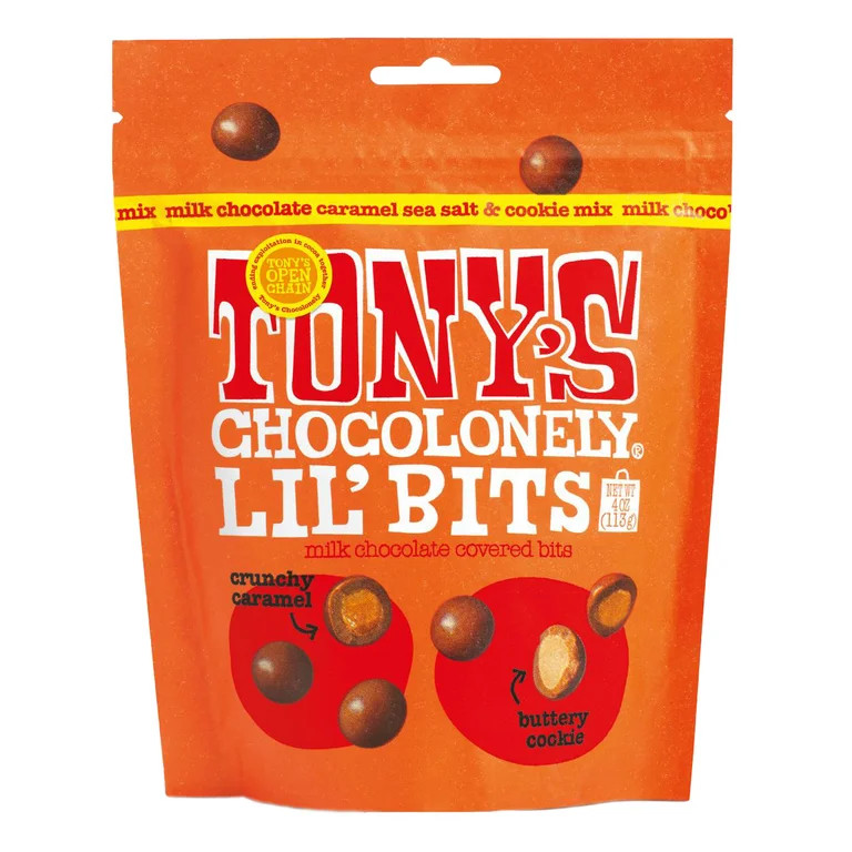 Tonys Chocolonely Lil'Bits Milk Chocolate Caramel Sea Salt & Cookie Mix 4 oz, Bag | Walmart (US)
