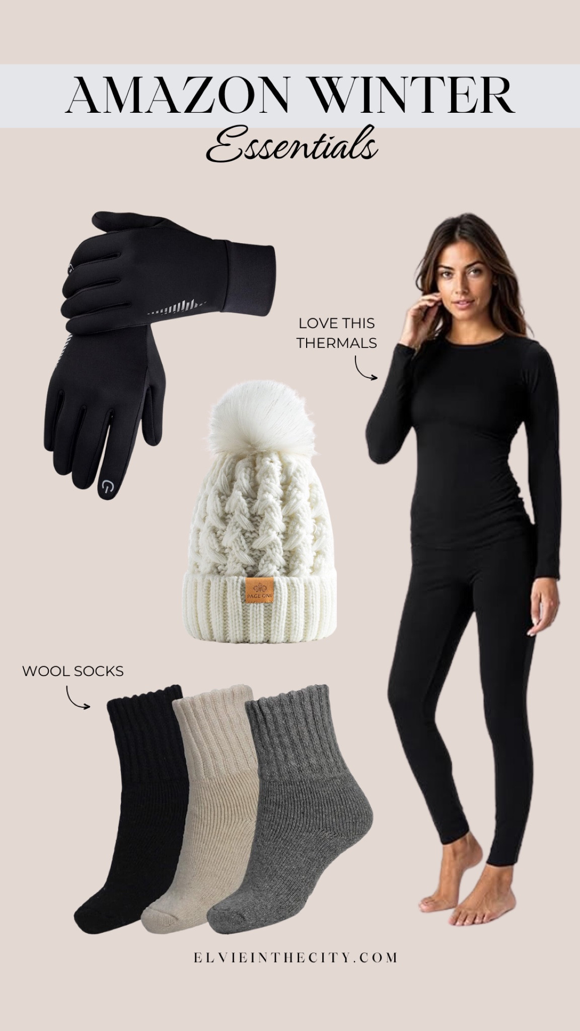 Amazon winter essentials include gloves, a cable knit beanie, wool socks, and thermal underwear. 

Affordable fashion, Amazon fashion, fashion over 40, ski outfit 



@Amazon
#founditonamazon
#ad