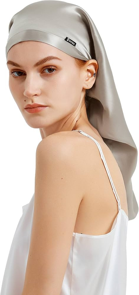 LilySilk Mulberry Silk Sleep Cap 100% 19 Momme Long Silk Bonnet for Curly Hair, Night Cap for Sle... | Amazon (US)