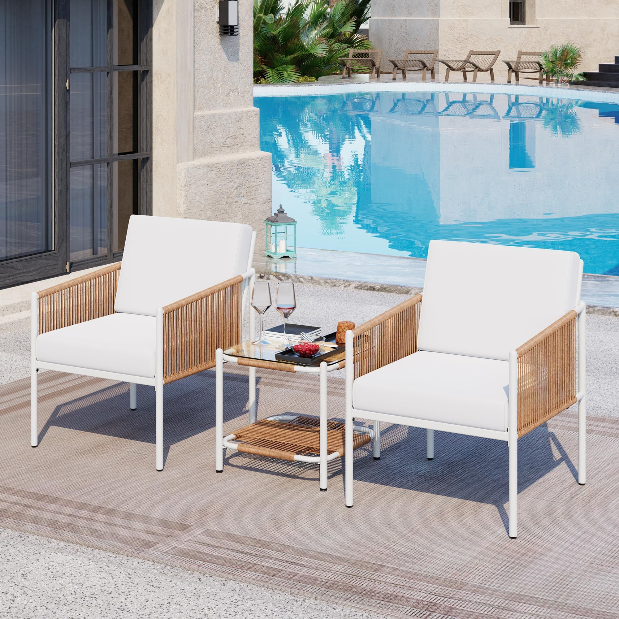 Shintenchi 3 Pieces Patio Furniture Set,Outdoor Patio Furniture Wicker Rattan Conversation Set,In... | Amazon (US)
