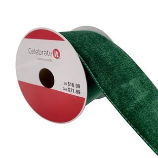 3.5'' x 25 ft. Green Velvet Ribbon by Celebrate It® | Michaels Stores