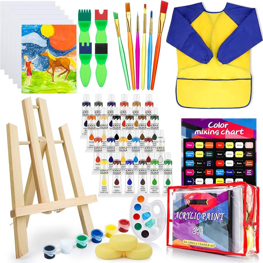 Deluxe Paint Set for Kids, Non-Toxic Toddler Paint Kit with Table Top Easel, Smock, and Drawing B... | Amazon (CA)