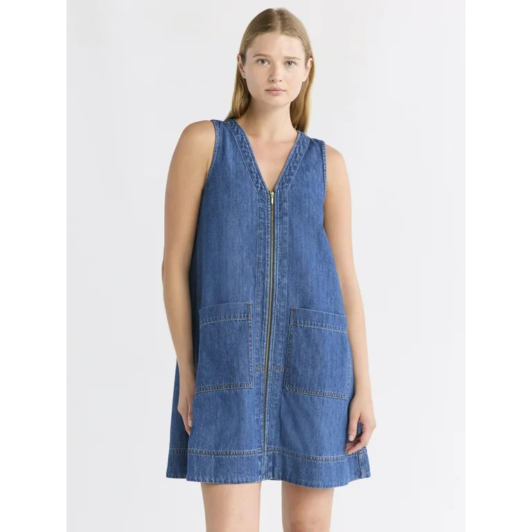 Free Assembly Women's Sleeveless V-Neck Denim Mini Dress, Sizes XS-XXL | Walmart (US)