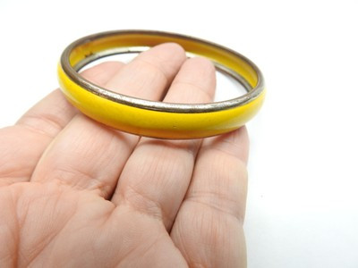 Yellow Enamel Gold Tone Metal Bangle Bracelet Vintage | eBay US