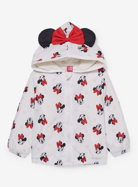 Disney Minnie Mouse 3D Ears and Bow Toddler White Sherpa-Lined Windbreaker | BoxLunch