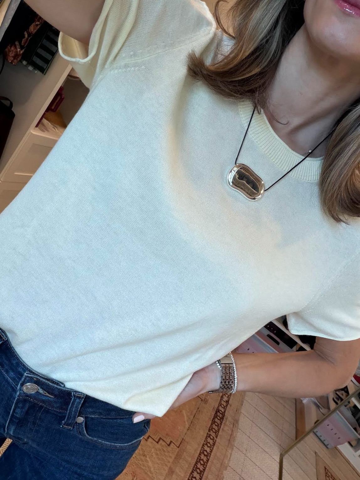 Two new spring sweaters from @onequince! Wear XS and TTS in jeans! #quincepartner 

 