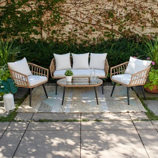 Byron Wicker/Rattan 4 - Person Seating Group with Cushions | Wayfair North America