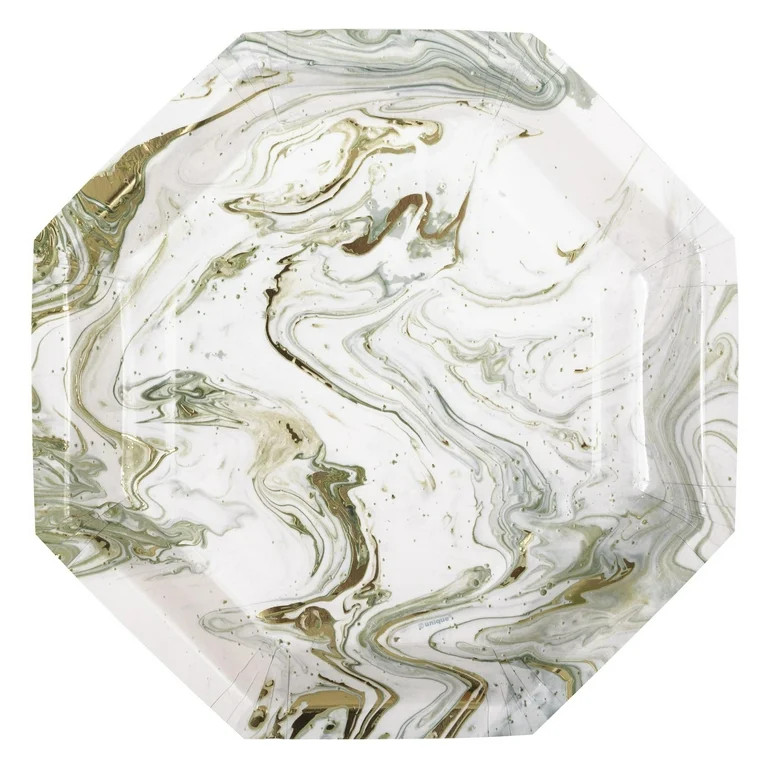 Way to Celebrate! Gold & Silver Marble Paper Dinner Plates, 9.25in, 8ct - Walmart.com | Walmart (US)