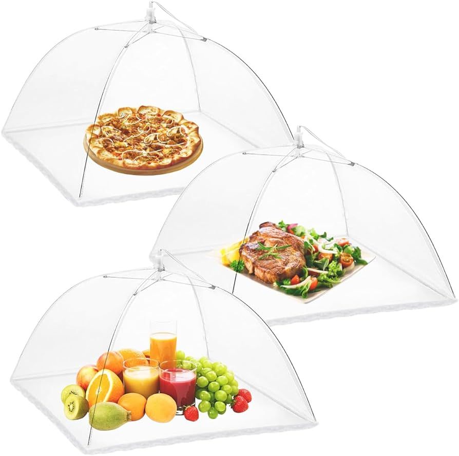 Onarway 3 Pack Food Covers 14 Inch Pop-Up Encrypted Mesh Plate Serving Tents, Fine Net Screen Umb... | Amazon (US)