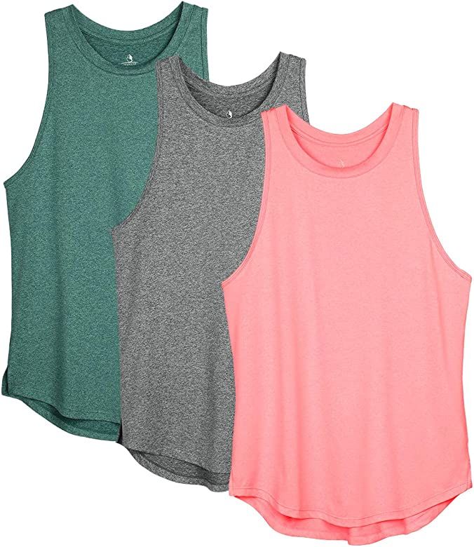 icyzone Womens' Racerback High Neck Workout Athletic Exercise Tank Tops (Pack of 3) | Amazon (US)