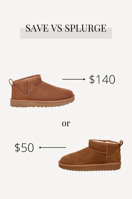 SAVE vs SPLURGE // Mini Boot Edition! I love Uggs and have owned multiple pairs, but there are so many great boots out there that look super similar and are just as comfortable for a better price! 

#LTKstyletip #LTKshoecrush #LTKSeasonal