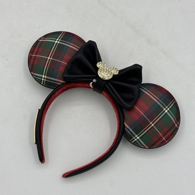 Loungefly Minnie Mouse VIP Tours Plaid Ears Headband Black Red Disney | eBay US