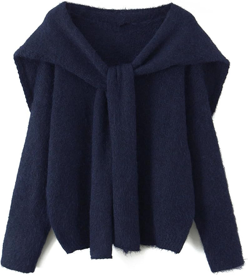 Women’s Oversized Knit Sweater with Shawl Long Sleeve V Neck Pullover Top Casual 2 Piece Sets | Amazon (US)