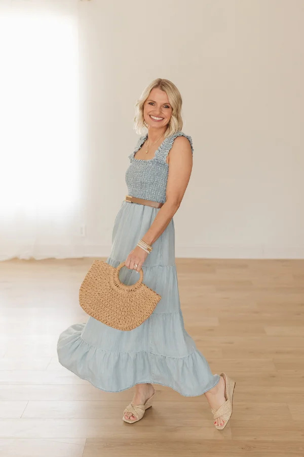 Grace Tiered Dress Bel Air Blue | Dear John Denim