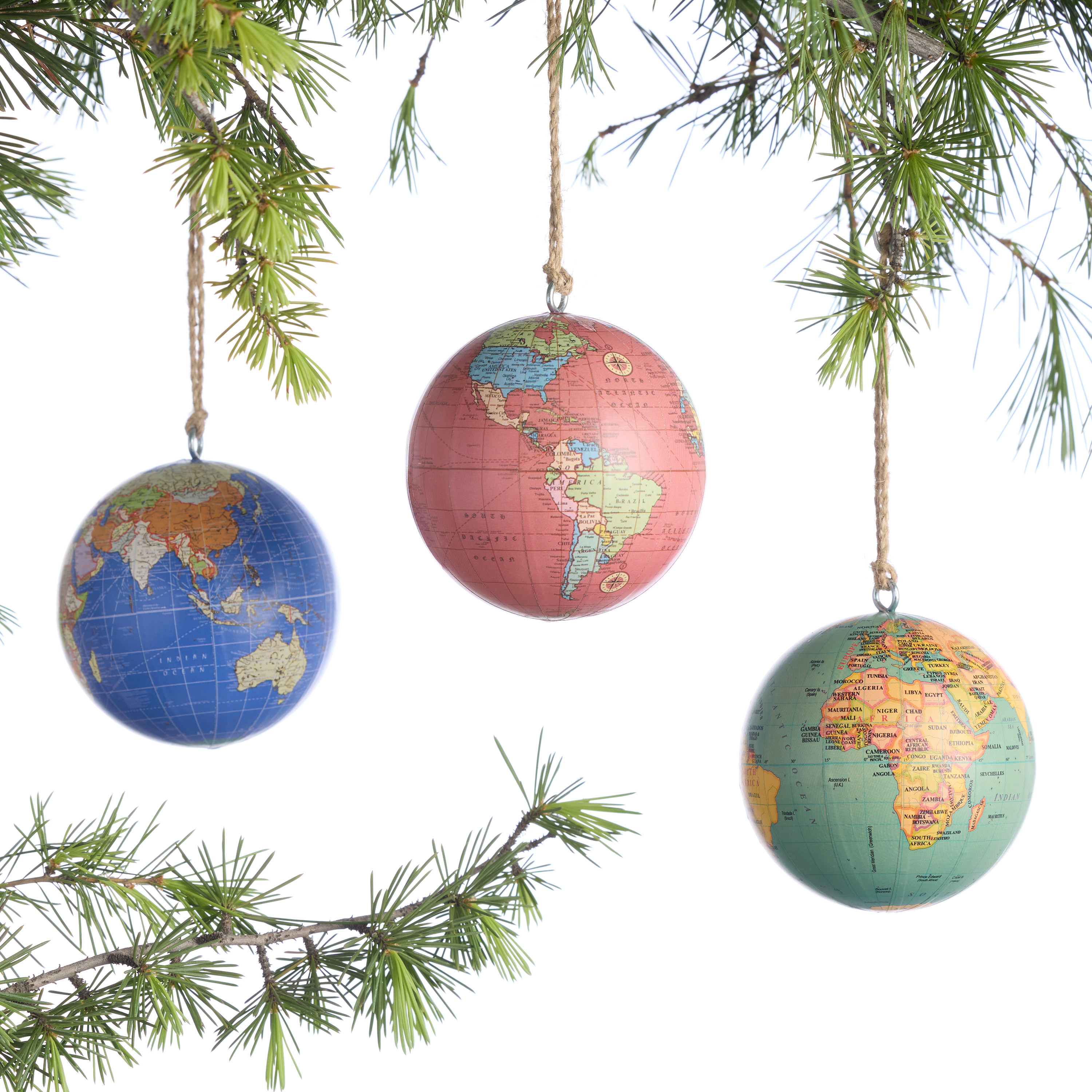 Paper Covered Globe Ornaments Set of 3 | World Market