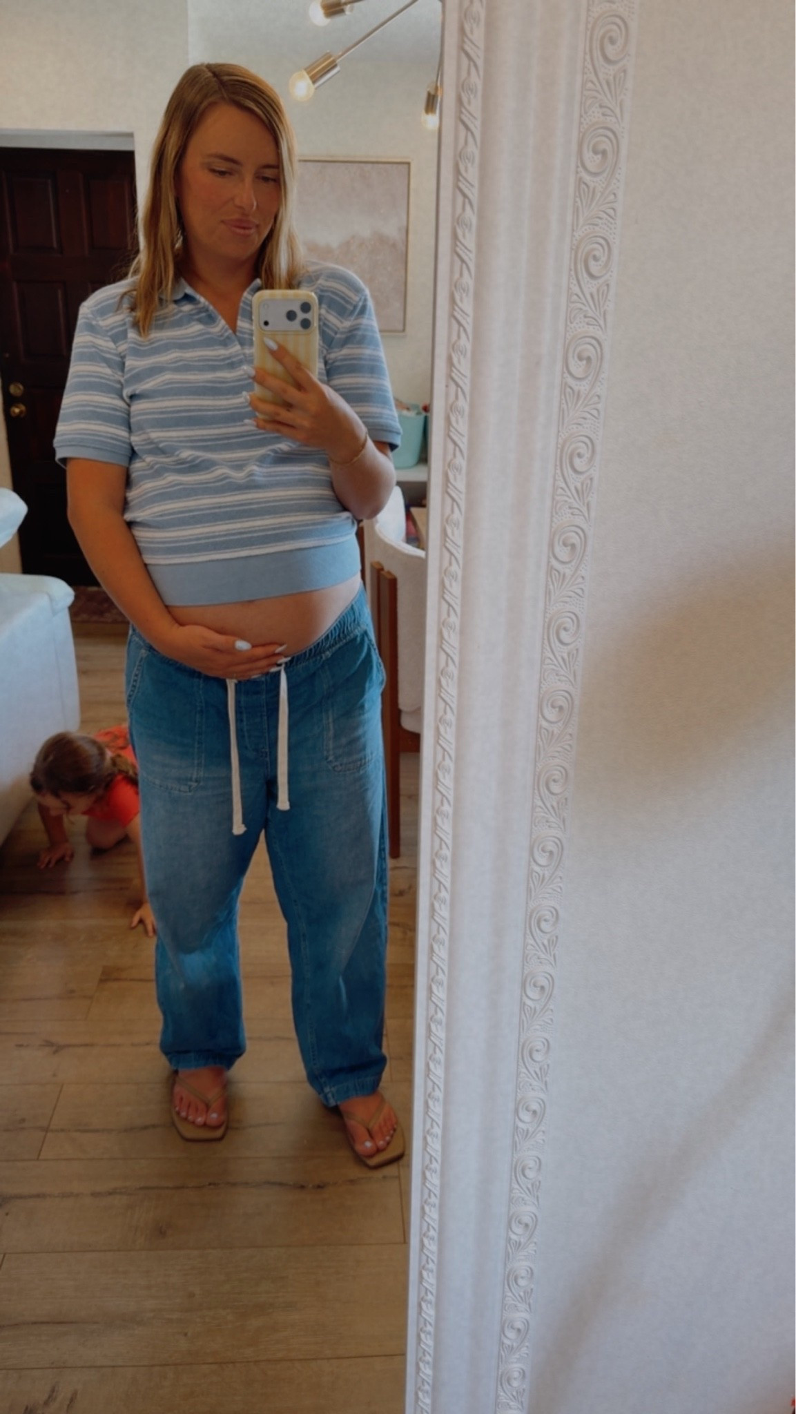 Maternity outfit
Casual style
Mom style
Aritzia spring finds 
Maternity jeans
Gap sale

#LTKcanada #LTKmidsize #LTKmaternity