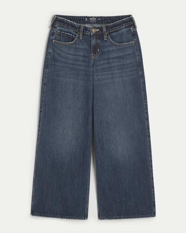Low-Rise Dark Wash Super Baggy Jeans | Hollister (US)