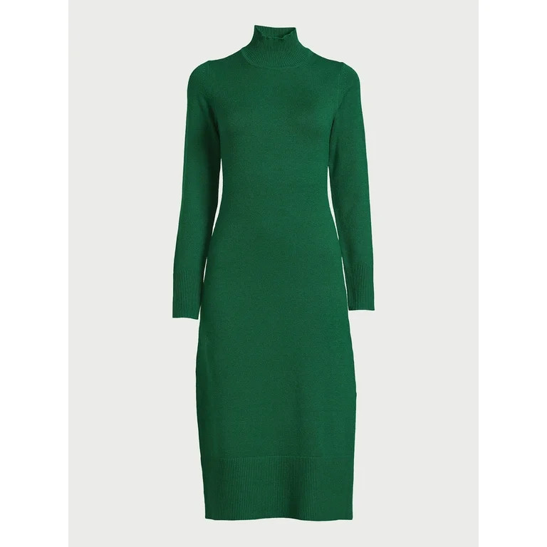 Free Assembly Women’s Turtleneck Sweater Midi Dress with Long Sleeves, Sizes XS-XXXL | Walmart (US)