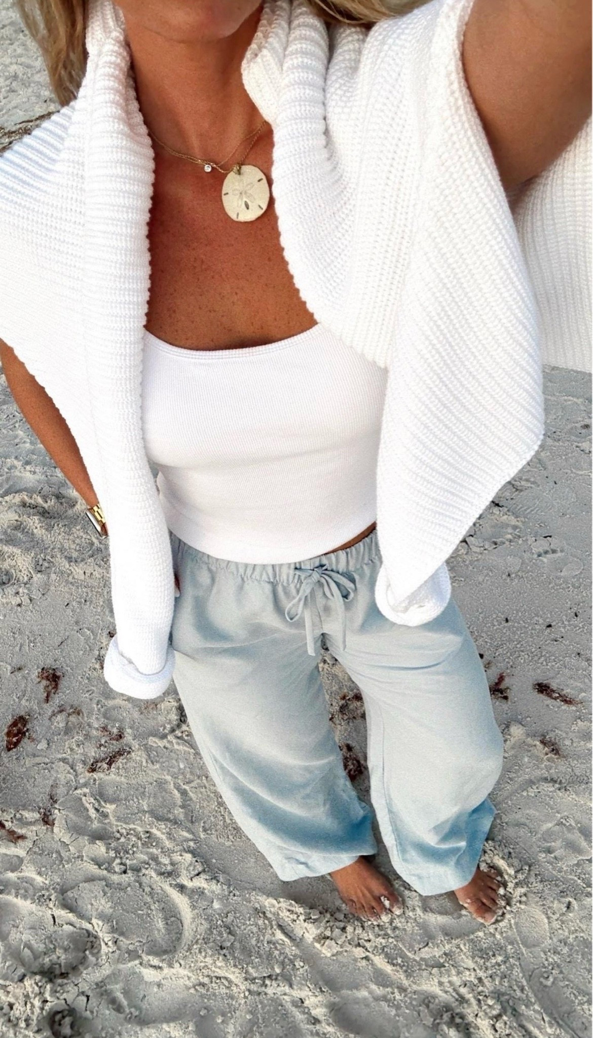 casual evening outfit 🤍 Amazon tank small, aritzia linen lodge pants small, frank & Eileen sweater to throw over the shoulder and sunglasses.

#LTKootd #LTKgrwm #LTKSeasonal