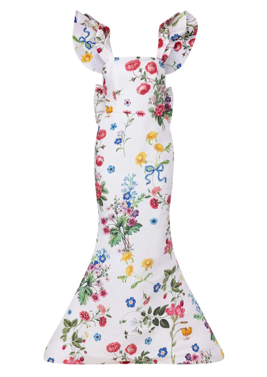 Amélie Sky Floral Silk Faille Mermaid Gown | Over The Moon Gift