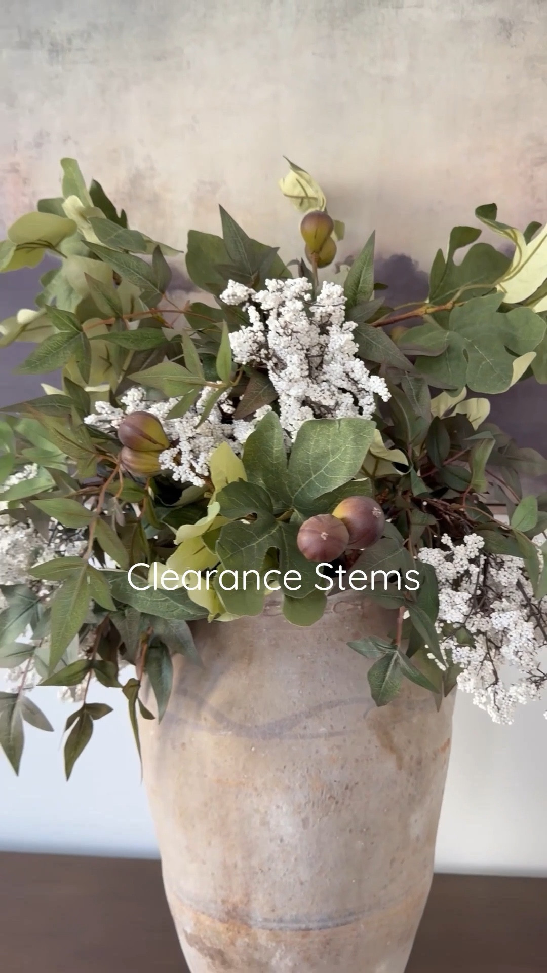 I was very pleased with these fig leaf stems I ordered from Pottery Barn, that are on clearance. The Amazon white berry stems are a nice combo with them. 

#LTKSaleAlert #LTKHome #LTKSeasonal
