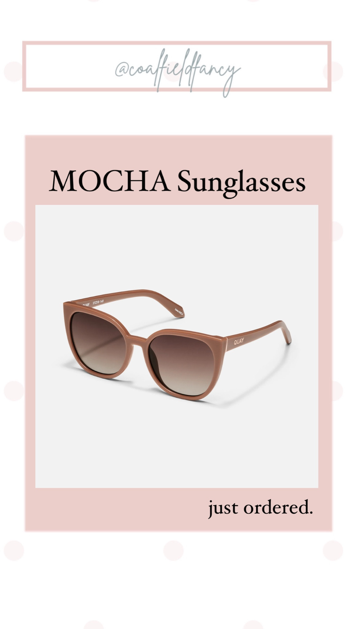 Mocha sunglasses 

#LTKOver40 #LTKFindsUnder100 #LTKSaleAlert