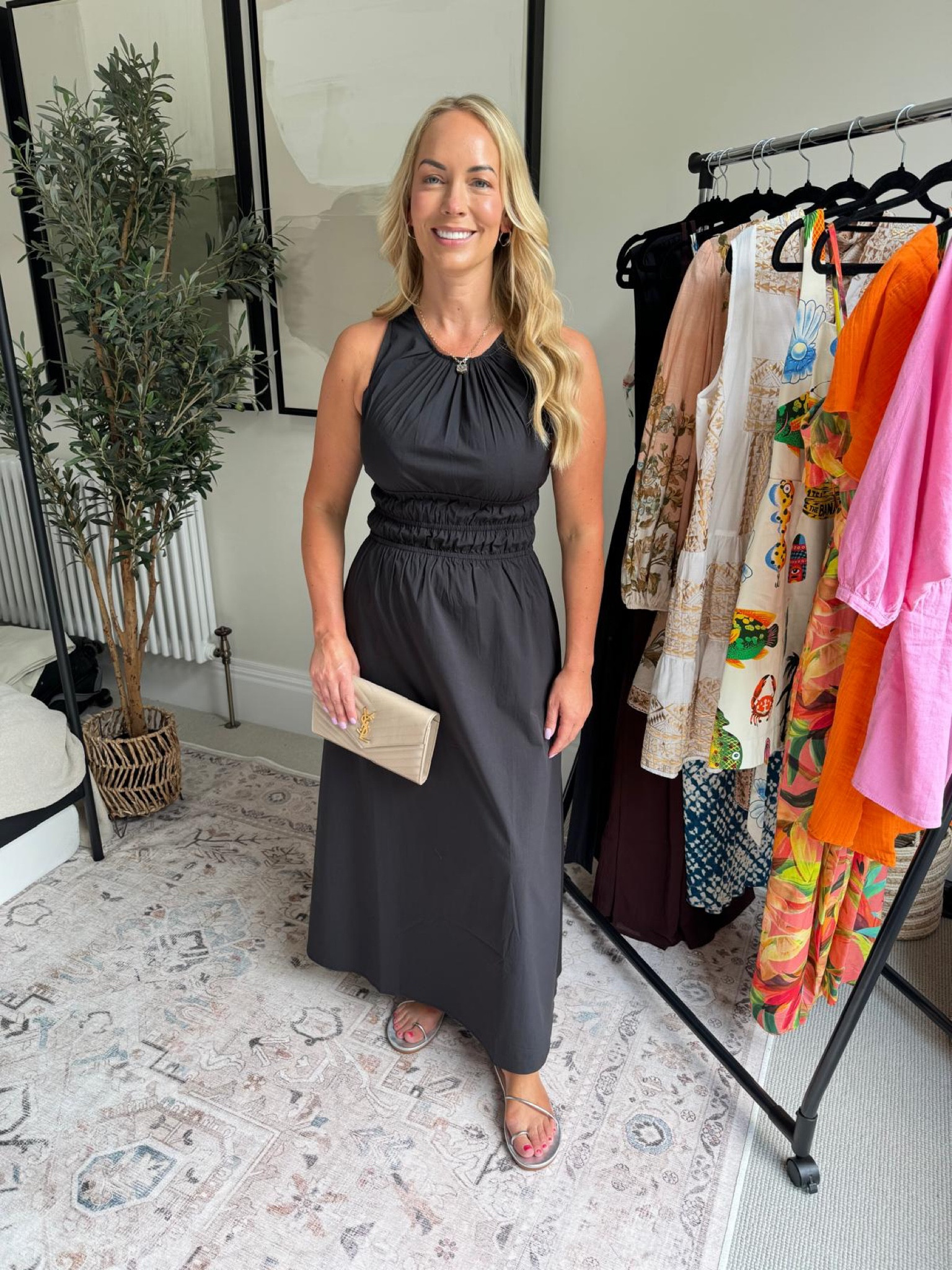 Black elasticated waist midi dress

#LTKsummer
