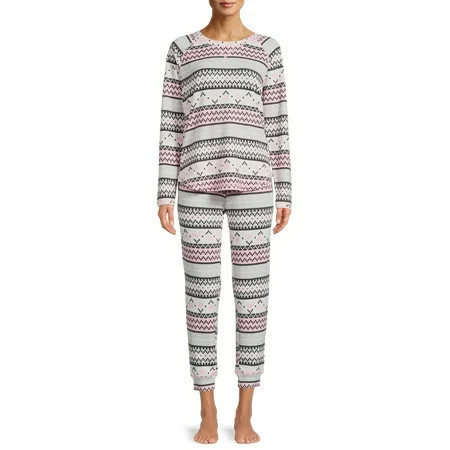 Muk Luks Women s and Women s Plus Long Sleeve Top and Pants Eye Mask 2-Piece Pajama Set | Walmart (US)