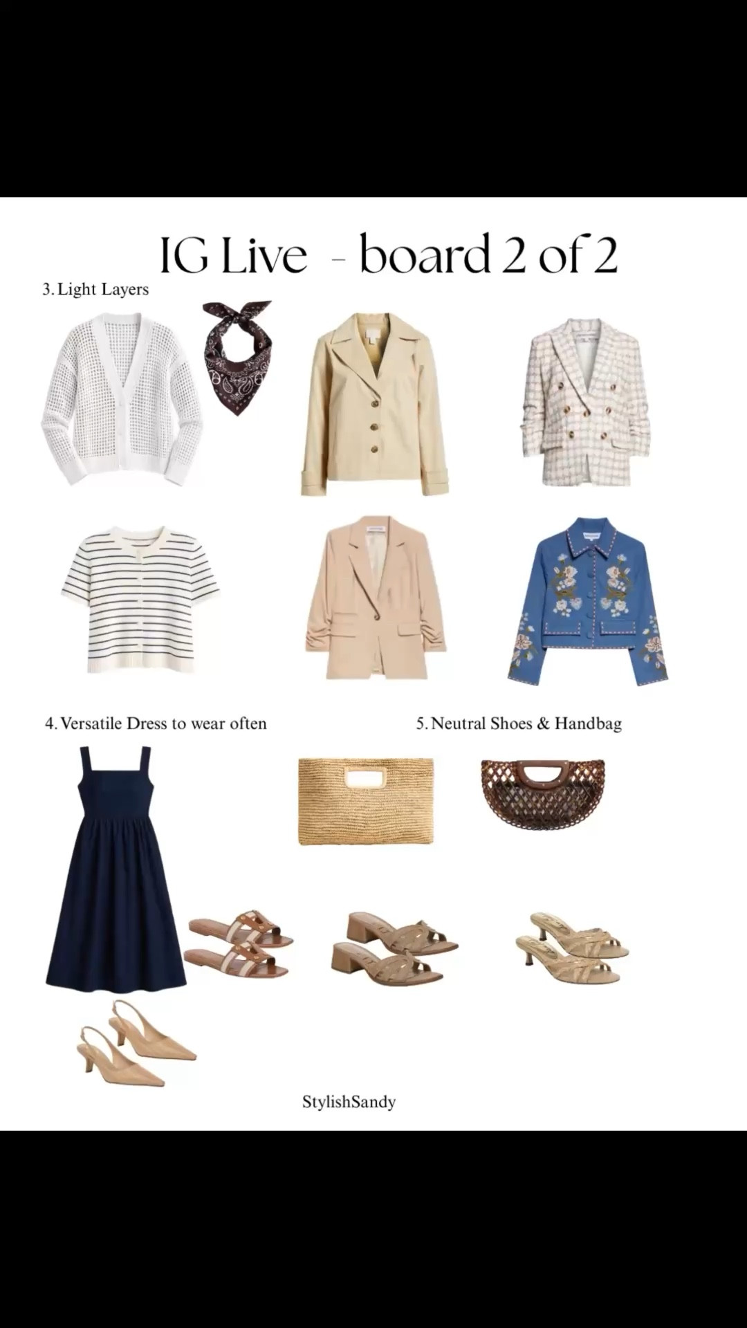 IG Live Basics  + some fun pieces 

Check the blazer runs small, size up.  
Blue jacket and tan blazer run tts. I'm wearing a size 0. 
Trench coat runs big, size down. 
Dresses, cardigans, and shoes run true tts size.  I'm wearing a size XS & 6. 

2 of 2 style board

#LTKSeasonal #LTKOver40 #LTKootd